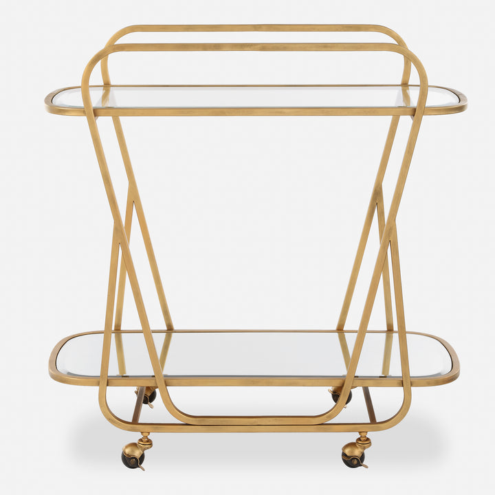 American Home Furniture | Uttermost - Swain Brass Serving Cart