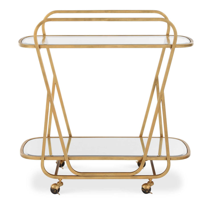 American Home Furniture Uttermost Swain Brass Serving Cart