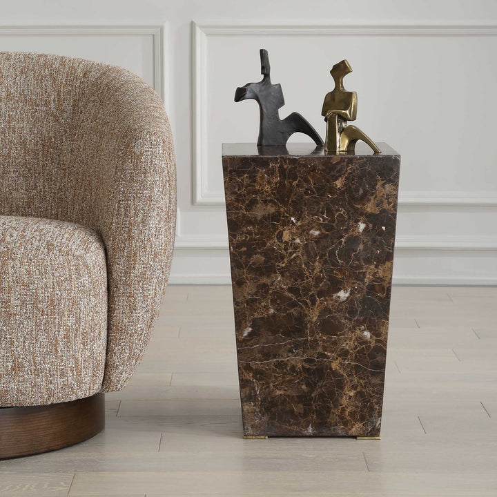 American Home Furniture Uttermost Poe Marble Accent Table