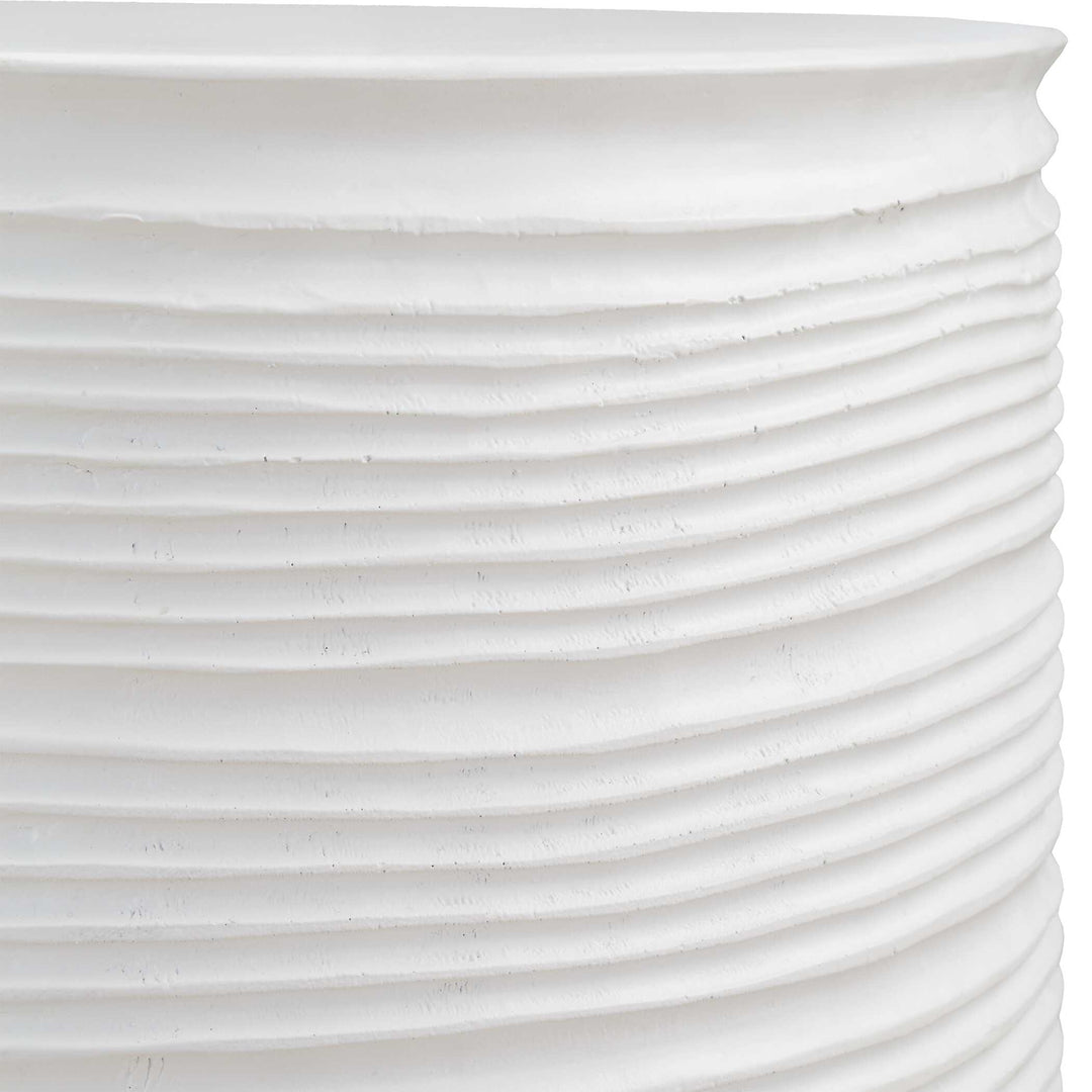 American Home Furniture Uttermost Borderline White Drum Table