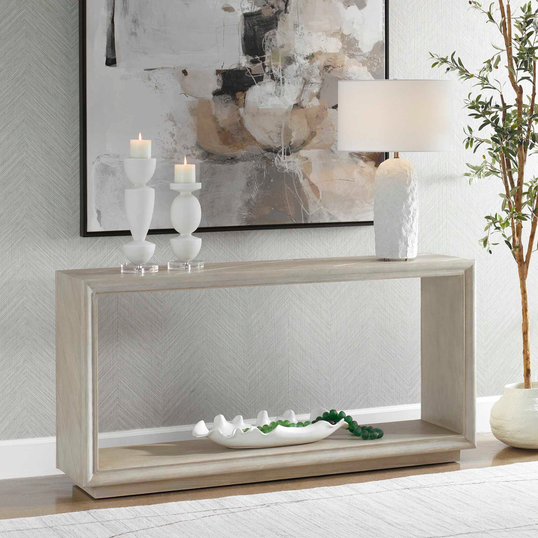 American Home Furniture Uttermost Prism Light Oak Console Table