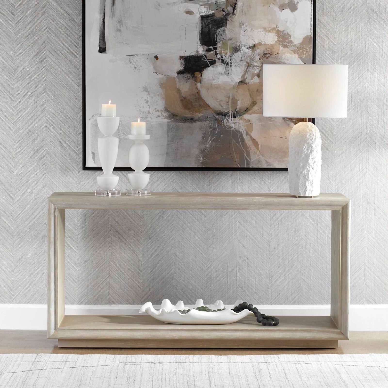 American Home Furniture Uttermost Prism Light Oak Console Table