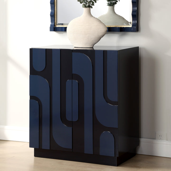 American Home Furniture | Uttermost - Valeria 2 Door Glossy Blue Cabinet