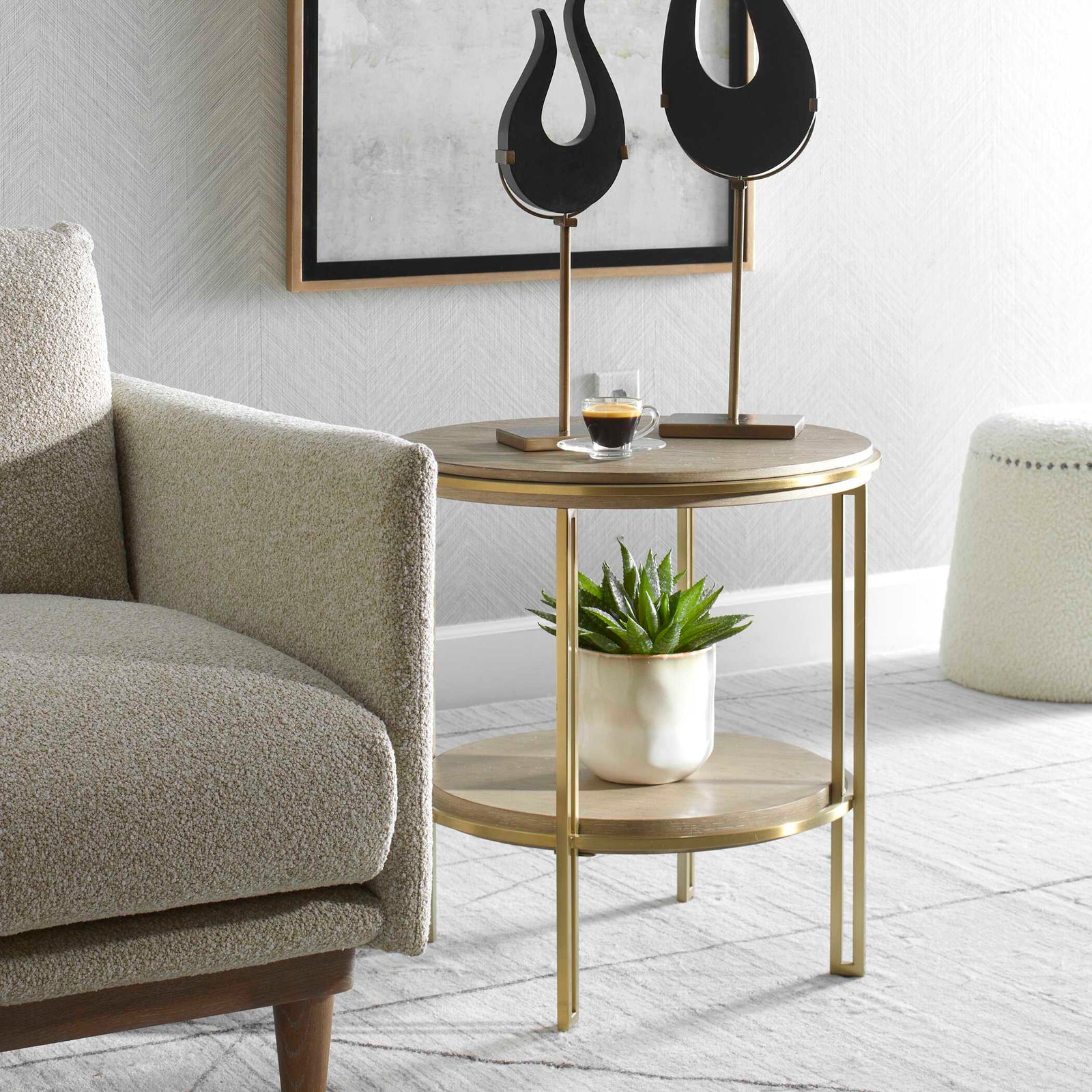 American Home Furniture Uttermost Elise Round Brass Side Table