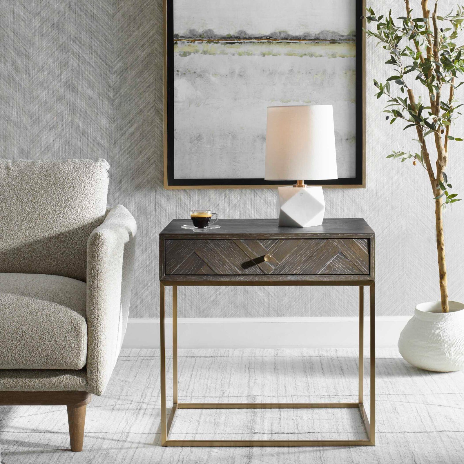 American Home Furniture Uttermost Armistead Walnut Side Table
