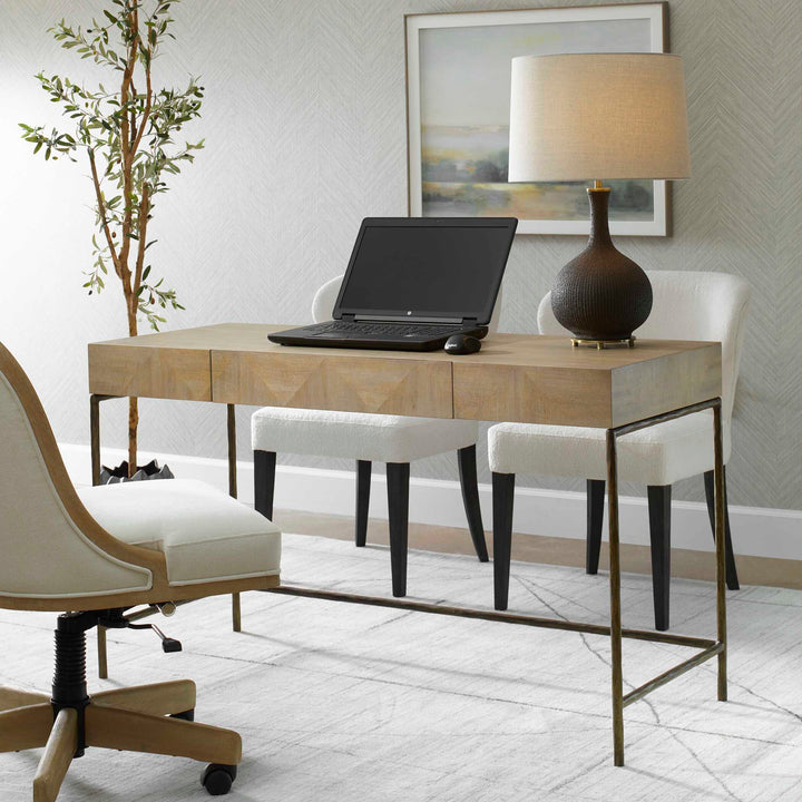 American Home Furniture Uttermost Aristotle Natuiral Wood Modern Desk