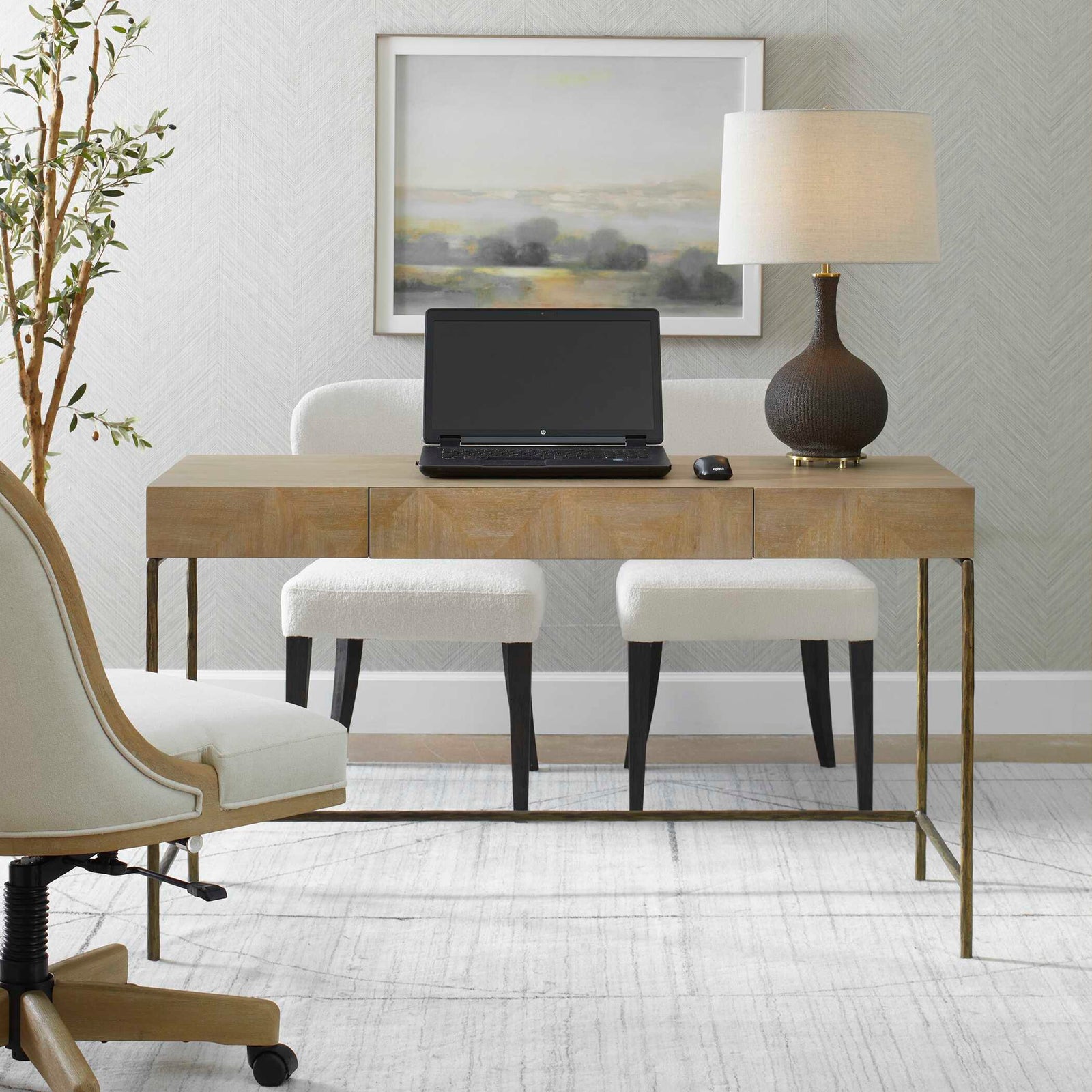 American Home Furniture Uttermost Aristotle Natuiral Wood Modern Desk