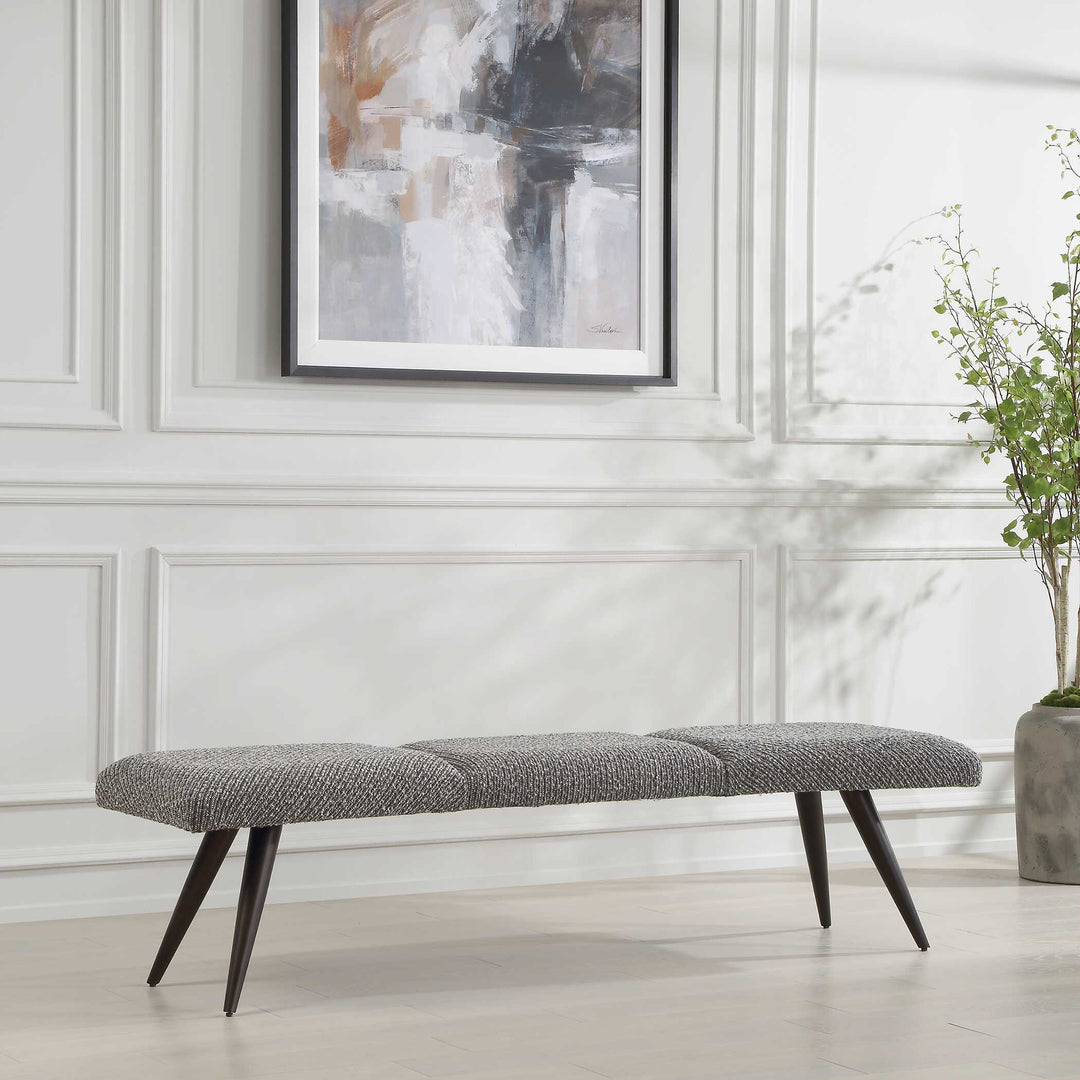 American Home Furniture Uttermost Bowtie Charcoal Fabric Bench