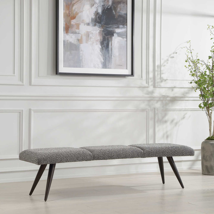 American Home Furniture Uttermost Bowtie Charcoal Fabric Bench