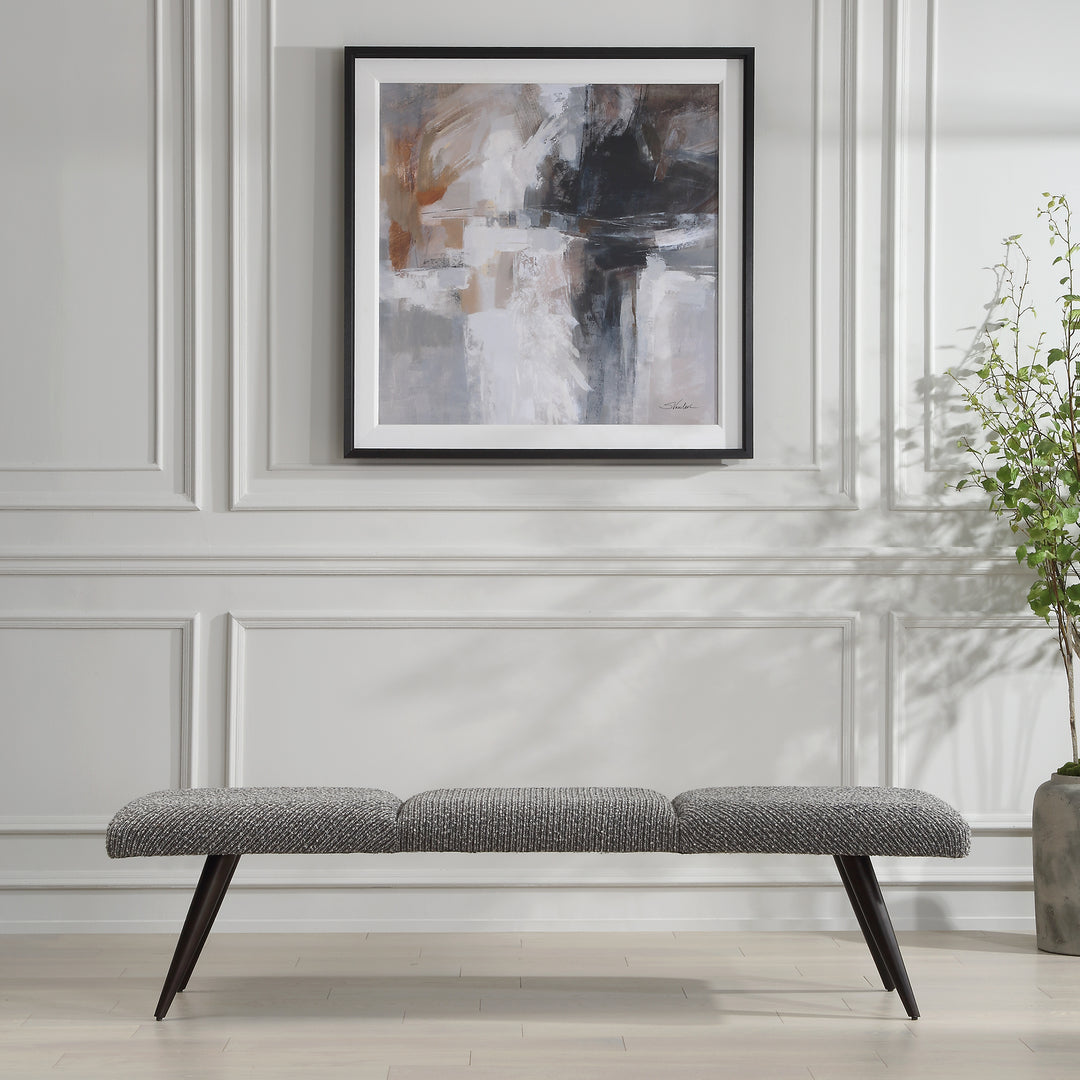 American Home Furniture | Uttermost - Bowtie Charcoal Fabric Bench