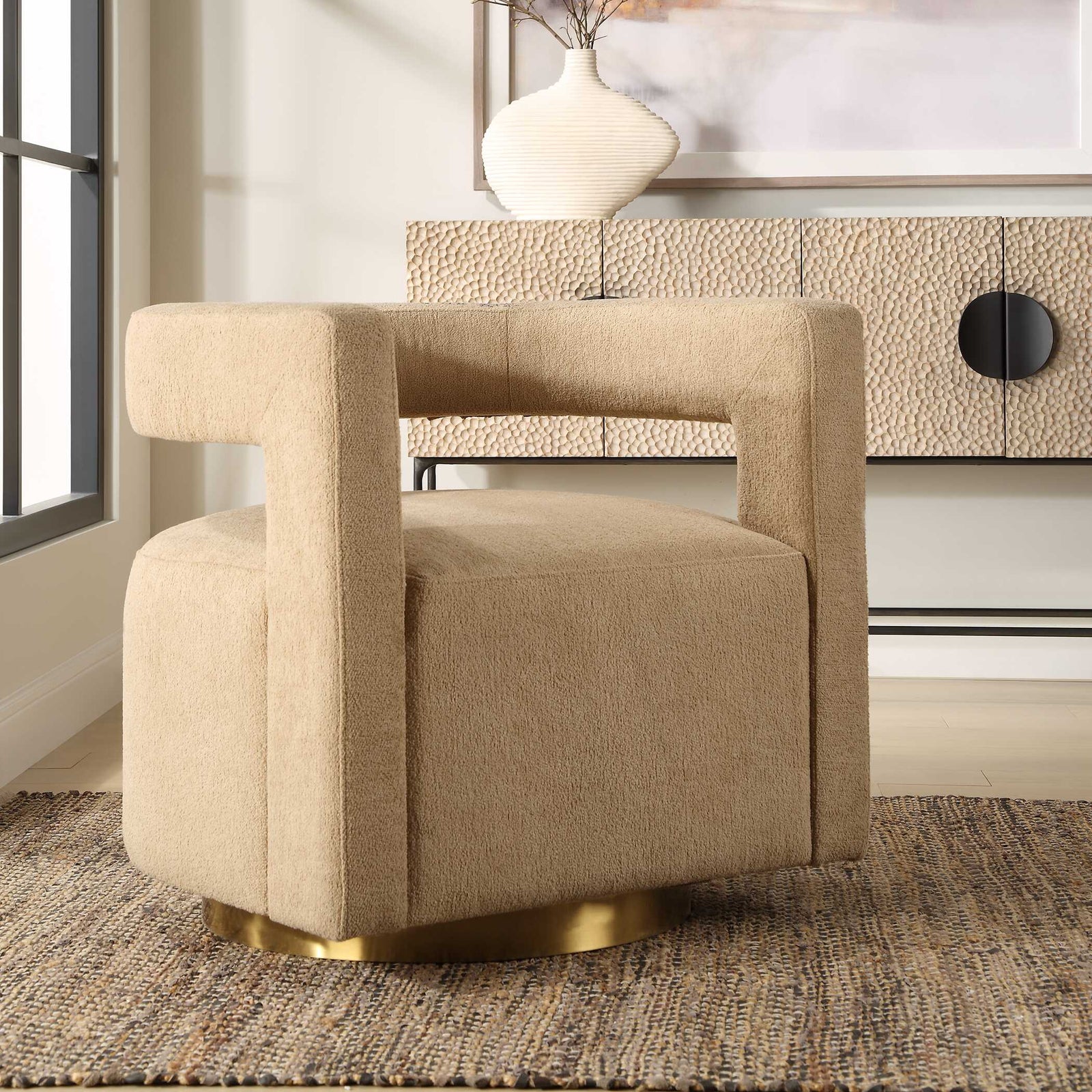 American Home Furniture Uttermost Grounded Modern Swivel Chair