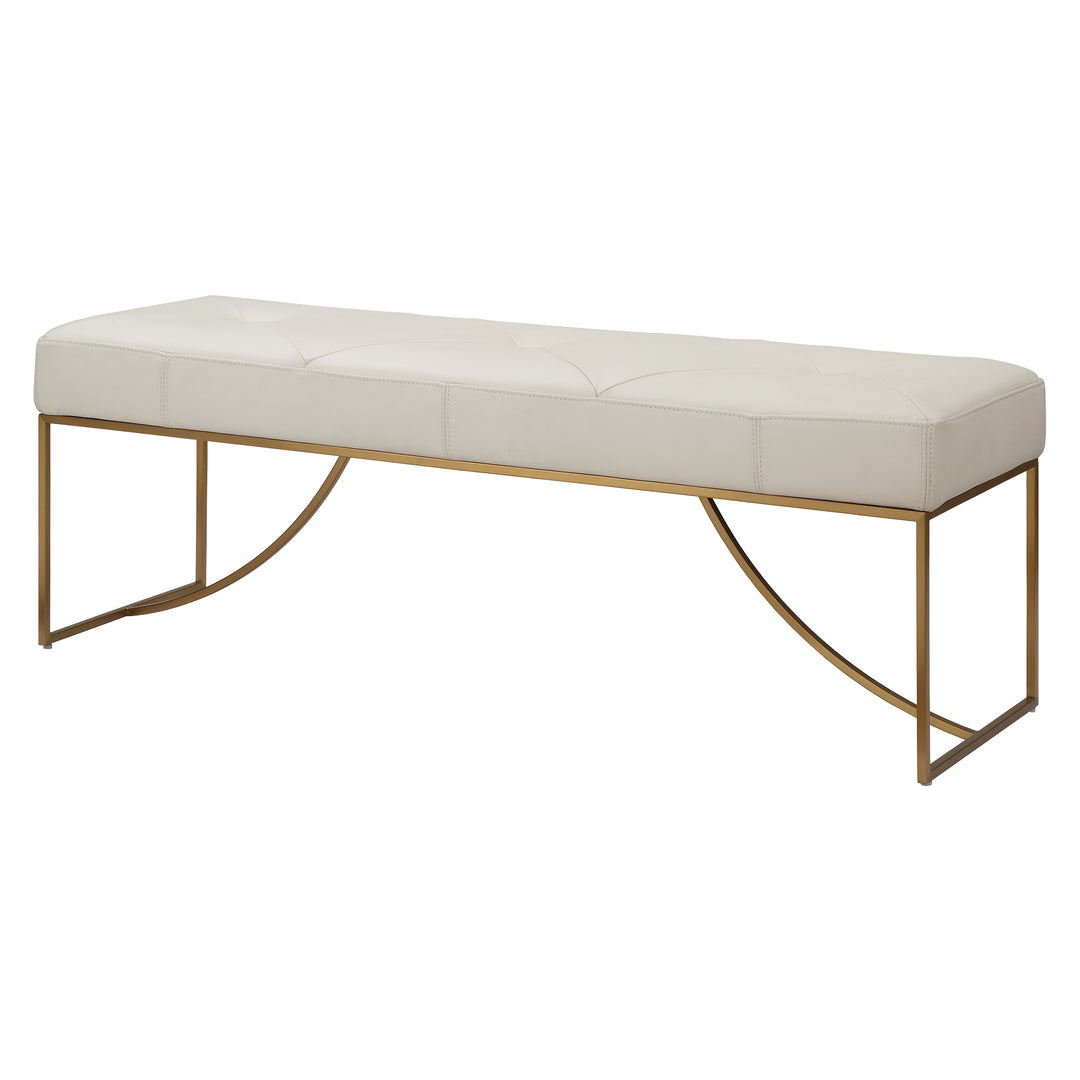 American Home Furniture | Uttermost - Swale Ivory Leather Bench