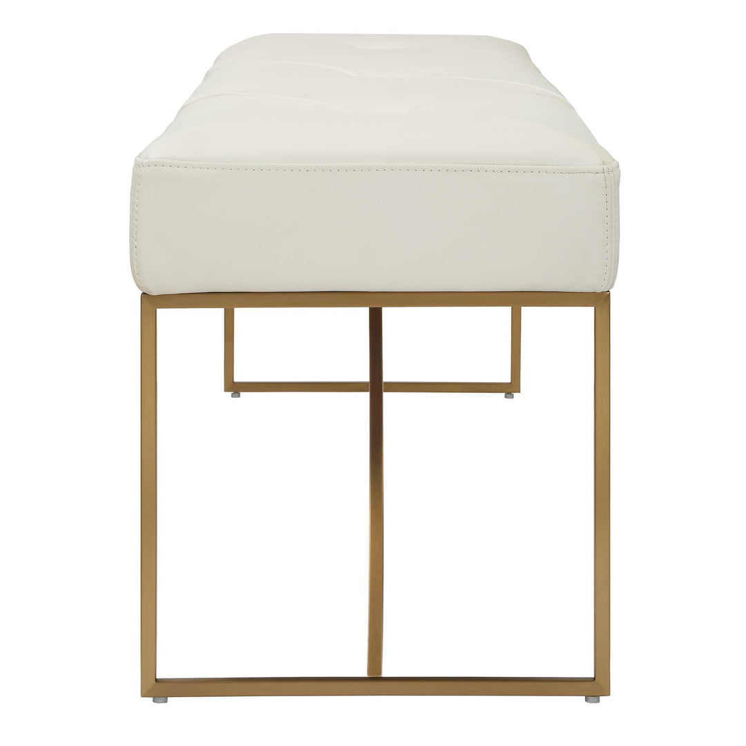American Home Furniture Uttermost Swale Ivory Leather Bench