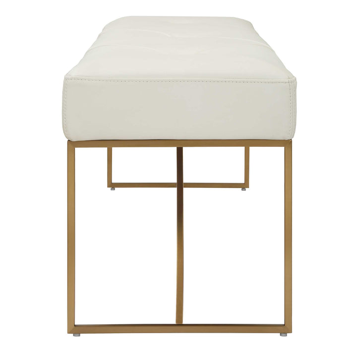 American Home Furniture Uttermost Swale Ivory Leather Bench
