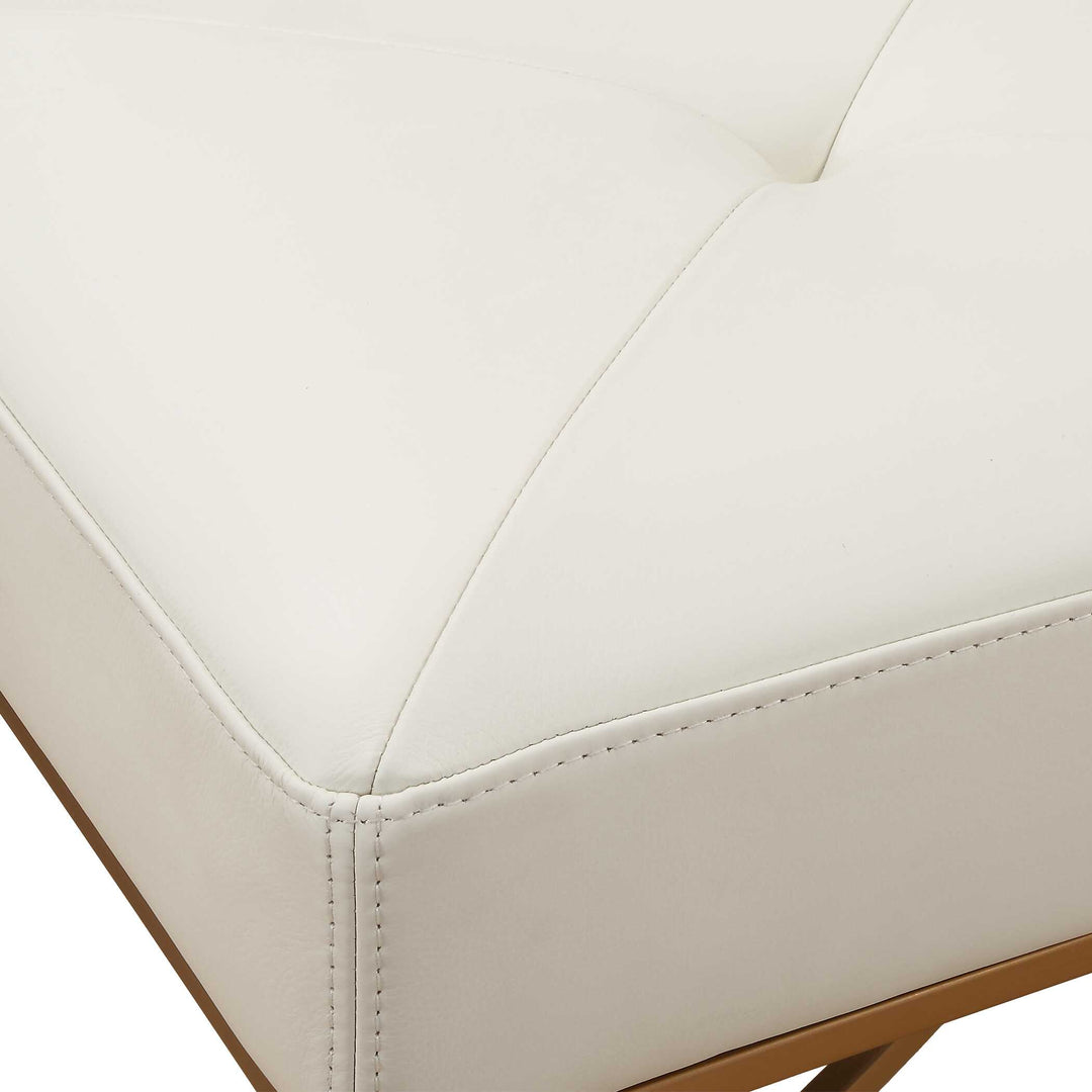 American Home Furniture Uttermost Swale Ivory Leather Bench