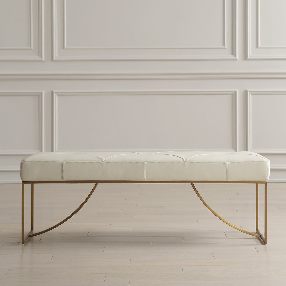 American Home Furniture | Uttermost - Swale Ivory Leather Bench