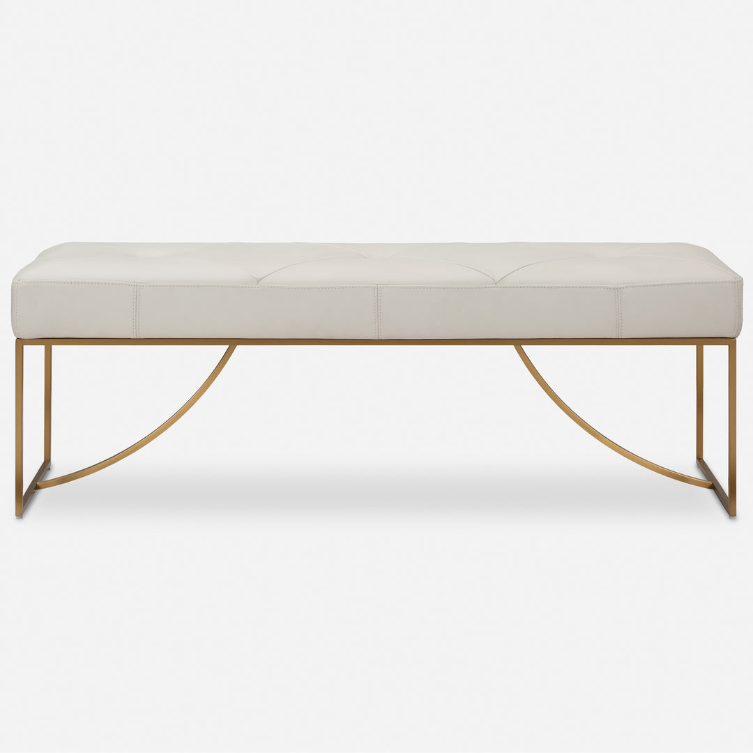 American Home Furniture | Uttermost - Swale Ivory Leather Bench