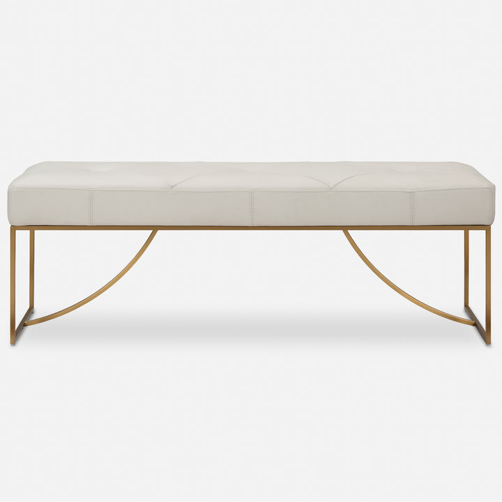 American Home Furniture | Uttermost - Swale Ivory Leather Bench