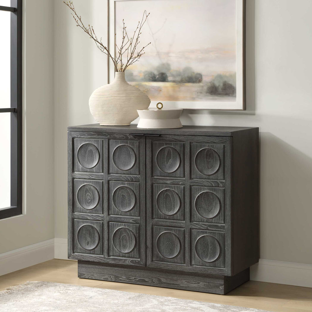 American Home Furniture Uttermost Shelby 2 Door Ebony Stained Cabinet