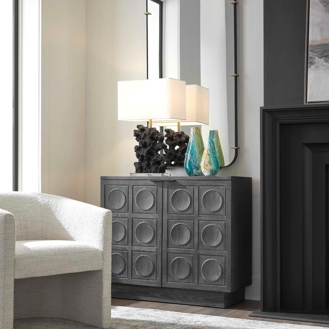American Home Furniture Uttermost Shelby 2 Door Ebony Stained Cabinet