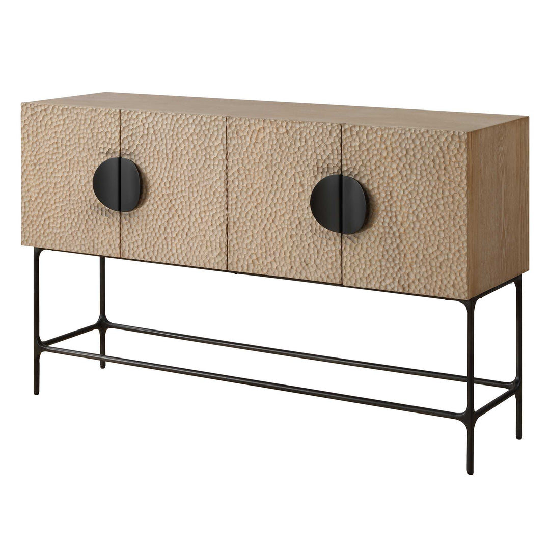 American Home Furniture Uttermost Lunar 4 Door Elm Wood Cabinet