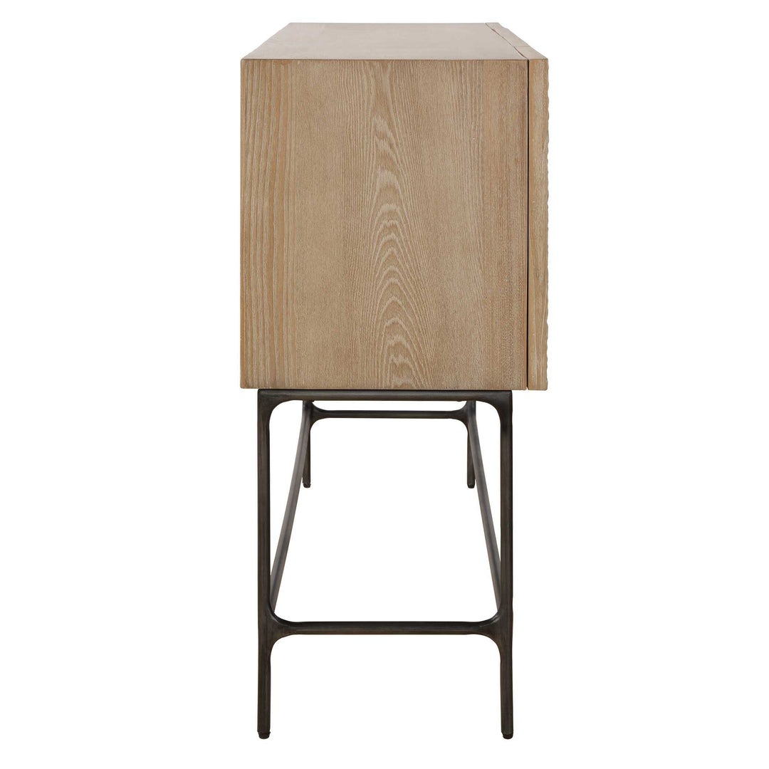 American Home Furniture Uttermost Lunar 4 Door Elm Wood Cabinet