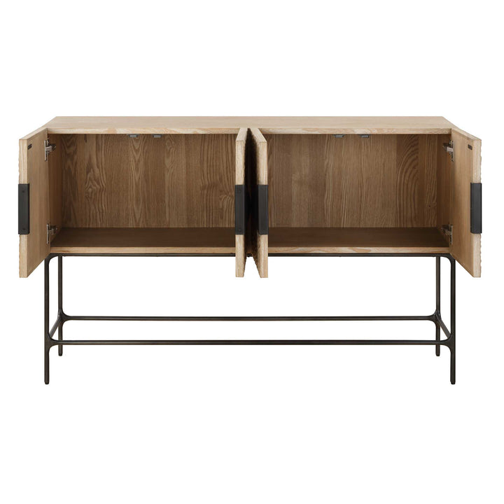 American Home Furniture Uttermost Lunar 4 Door Elm Wood Cabinet