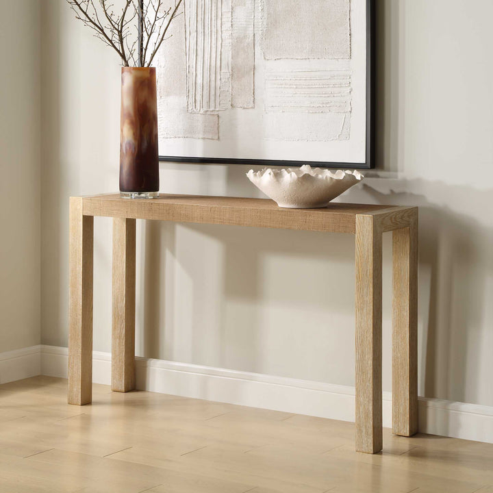 American Home Furniture Uttermost Bentley Grasscloth Console Table