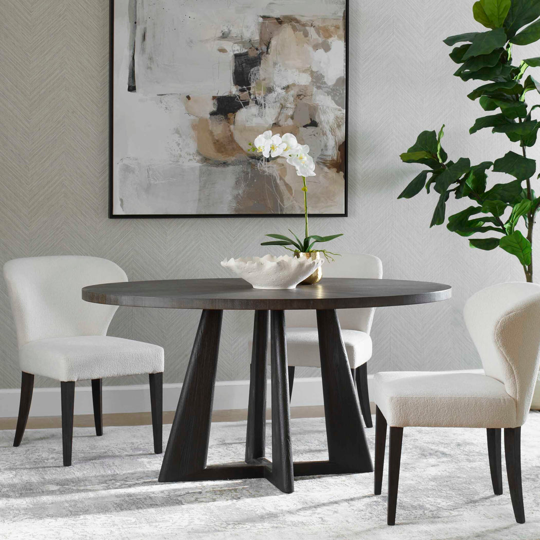 American Home Furniture Uttermost Pulsar Round Gray Walnut Dining Table