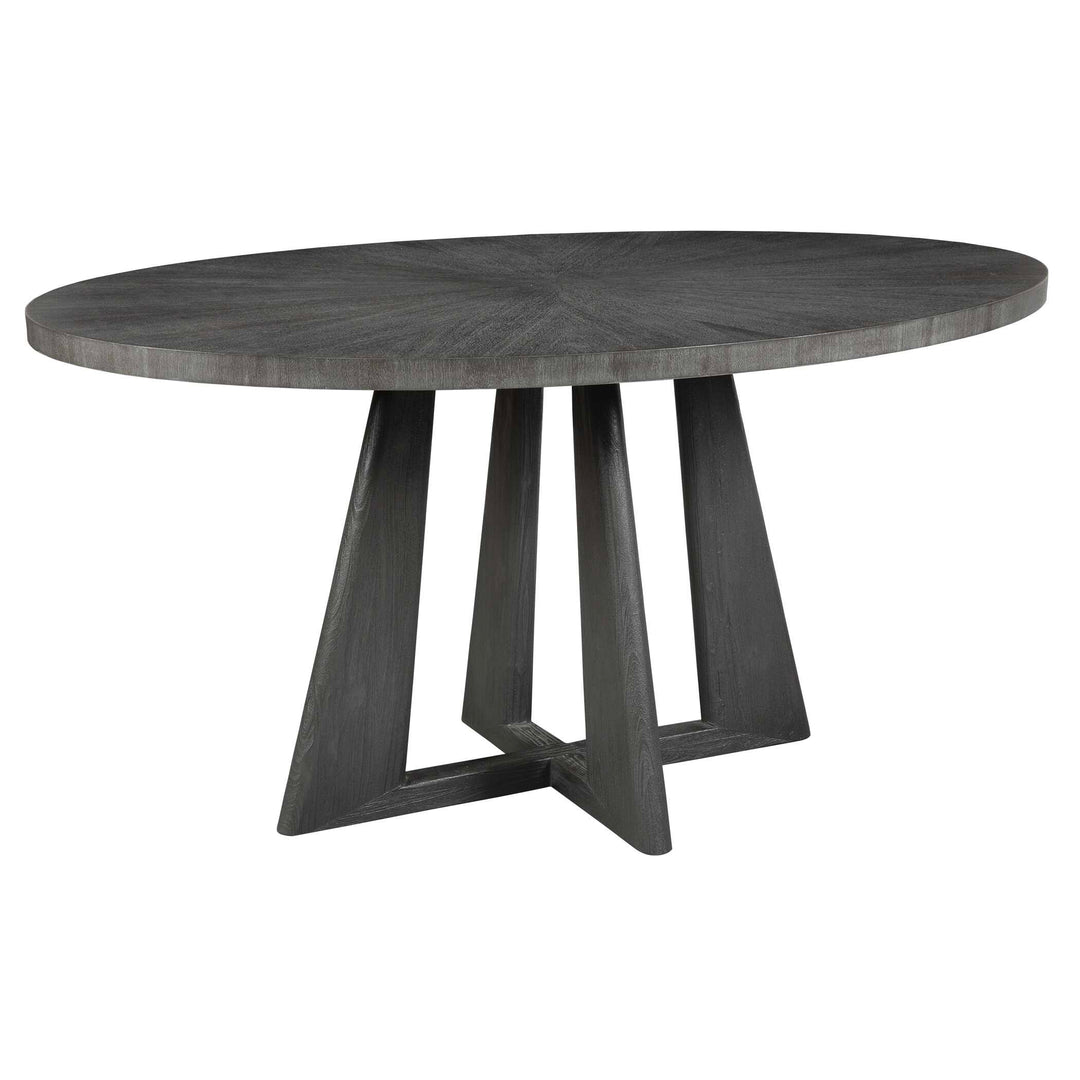 American Home Furniture Uttermost Pulsar Round Gray Walnut Dining Table