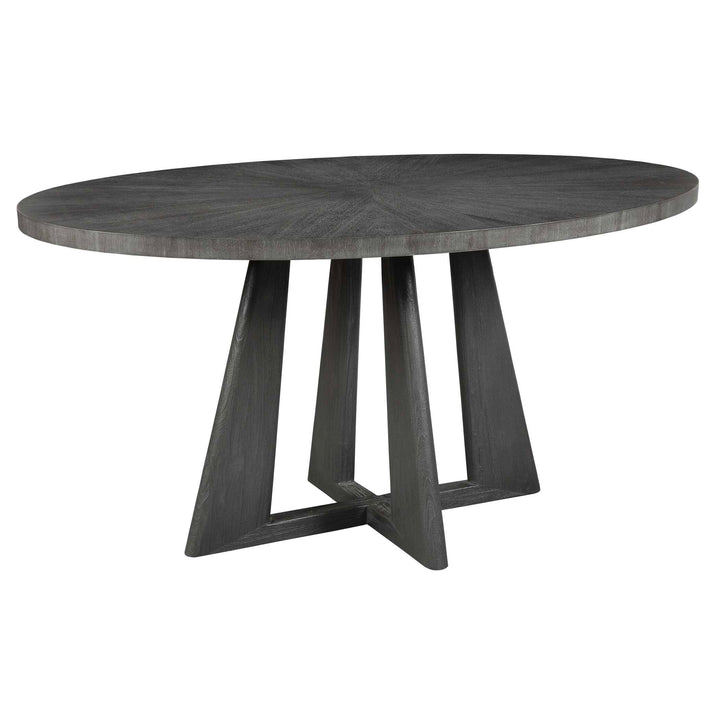 American Home Furniture Uttermost Pulsar Round Gray Walnut Dining Table