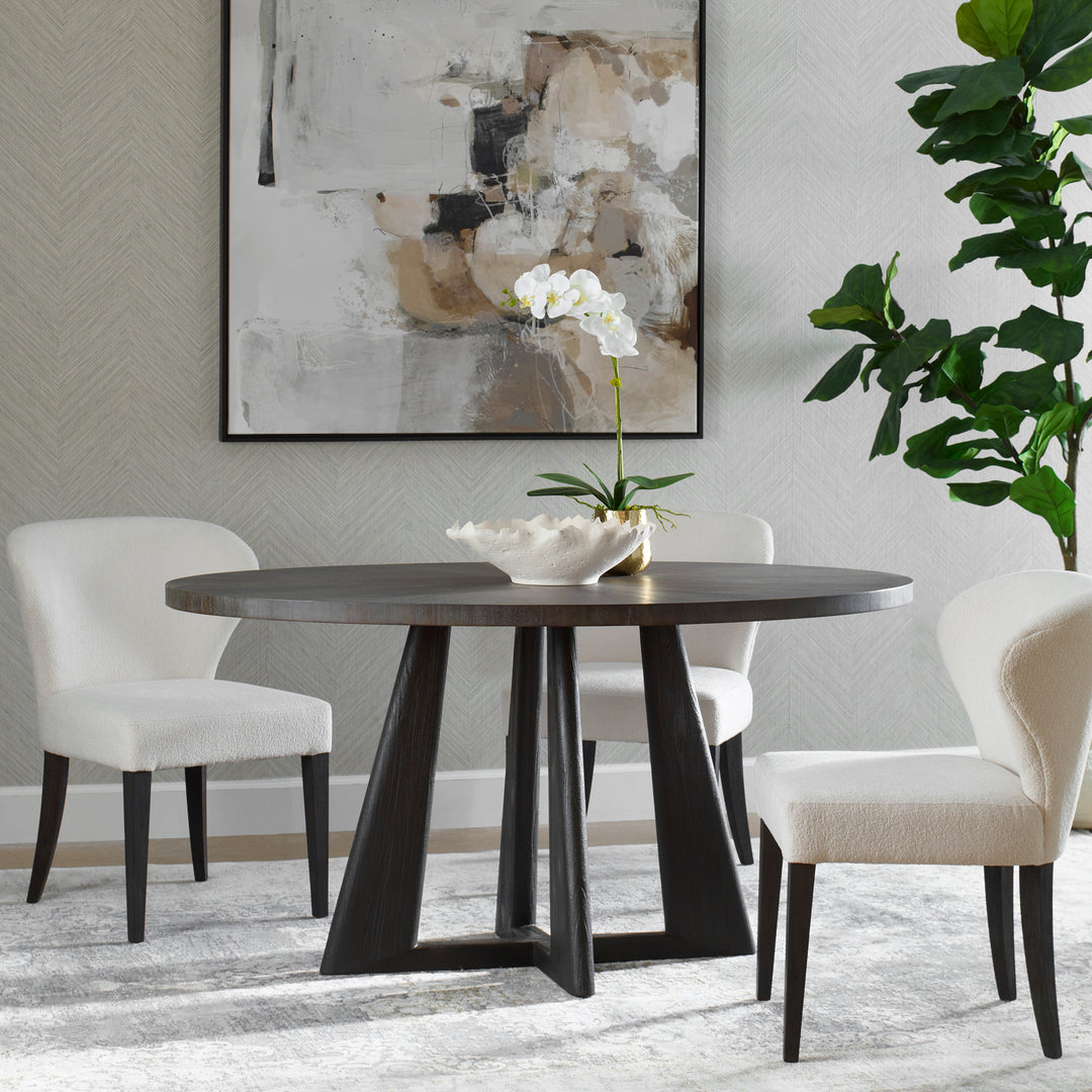 American Home Furniture | Uttermost - Pulsar Round Gray Walnut Dining Table