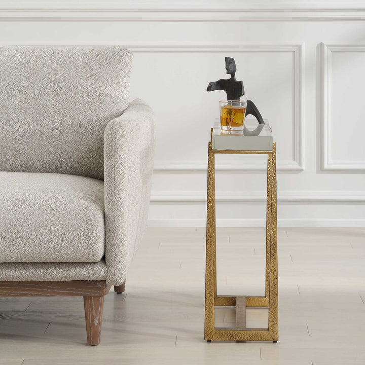American Home Furniture Uttermost Midas Thick Crystal Accent Table