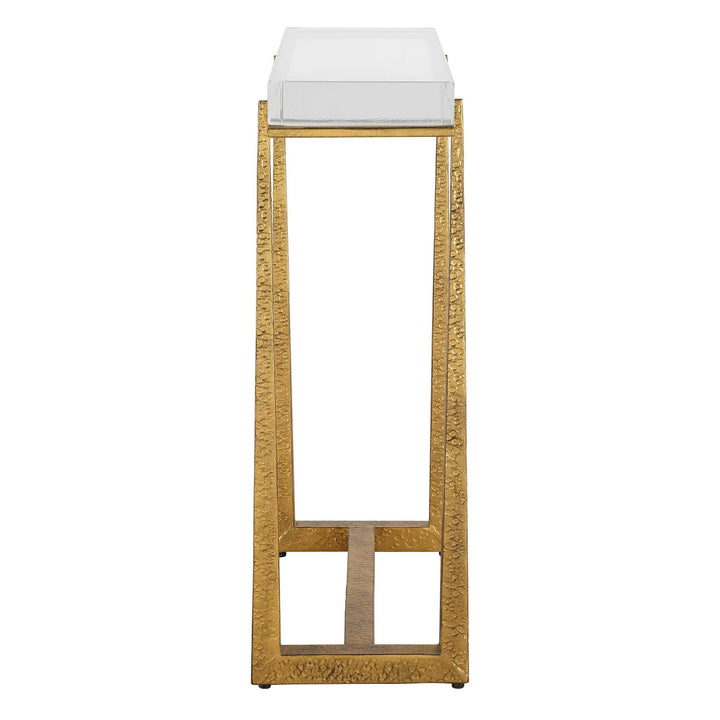 American Home Furniture Uttermost Midas Thick Crystal Accent Table