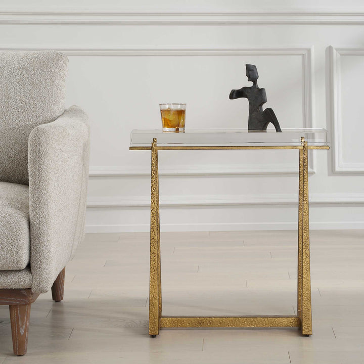 American Home Furniture Uttermost Midas Thick Crystal Accent Table