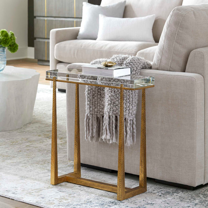 American Home Furniture Uttermost Midas Thick Crystal Accent Table