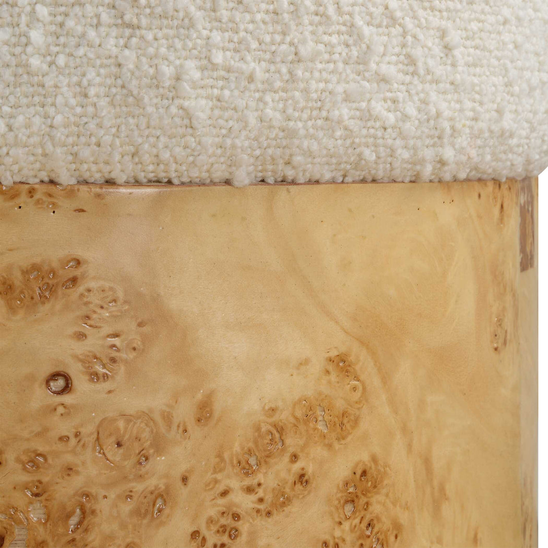 American Home Furniture Uttermost Swirls Poplar Ivory Ottoman