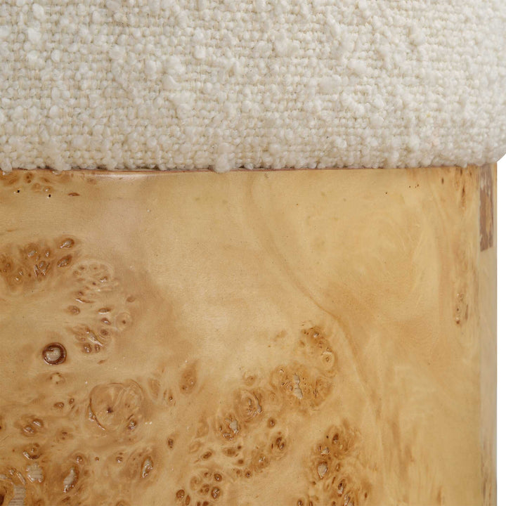 American Home Furniture Uttermost Swirls Poplar Ivory Ottoman