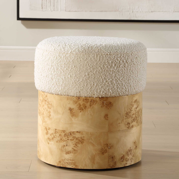 American Home Furniture Uttermost Swirls Poplar Ivory Ottoman