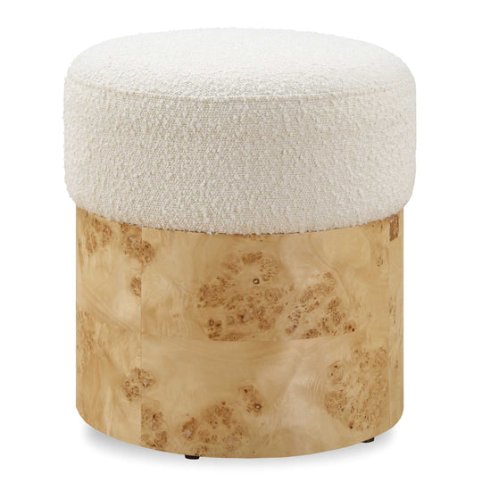American Home Furniture Uttermost Swirls Poplar Ivory Ottoman