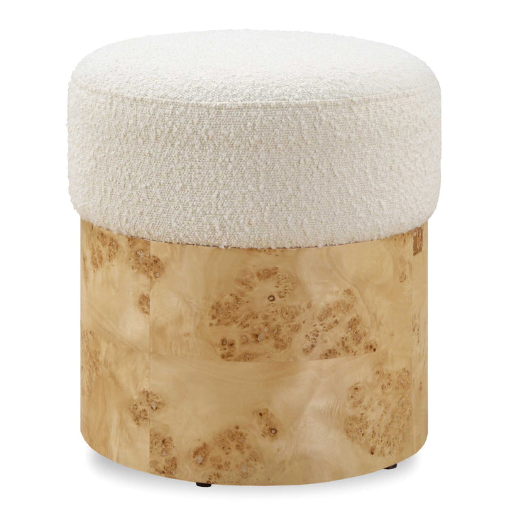 American Home Furniture Uttermost Swirls Poplar Ivory Ottoman