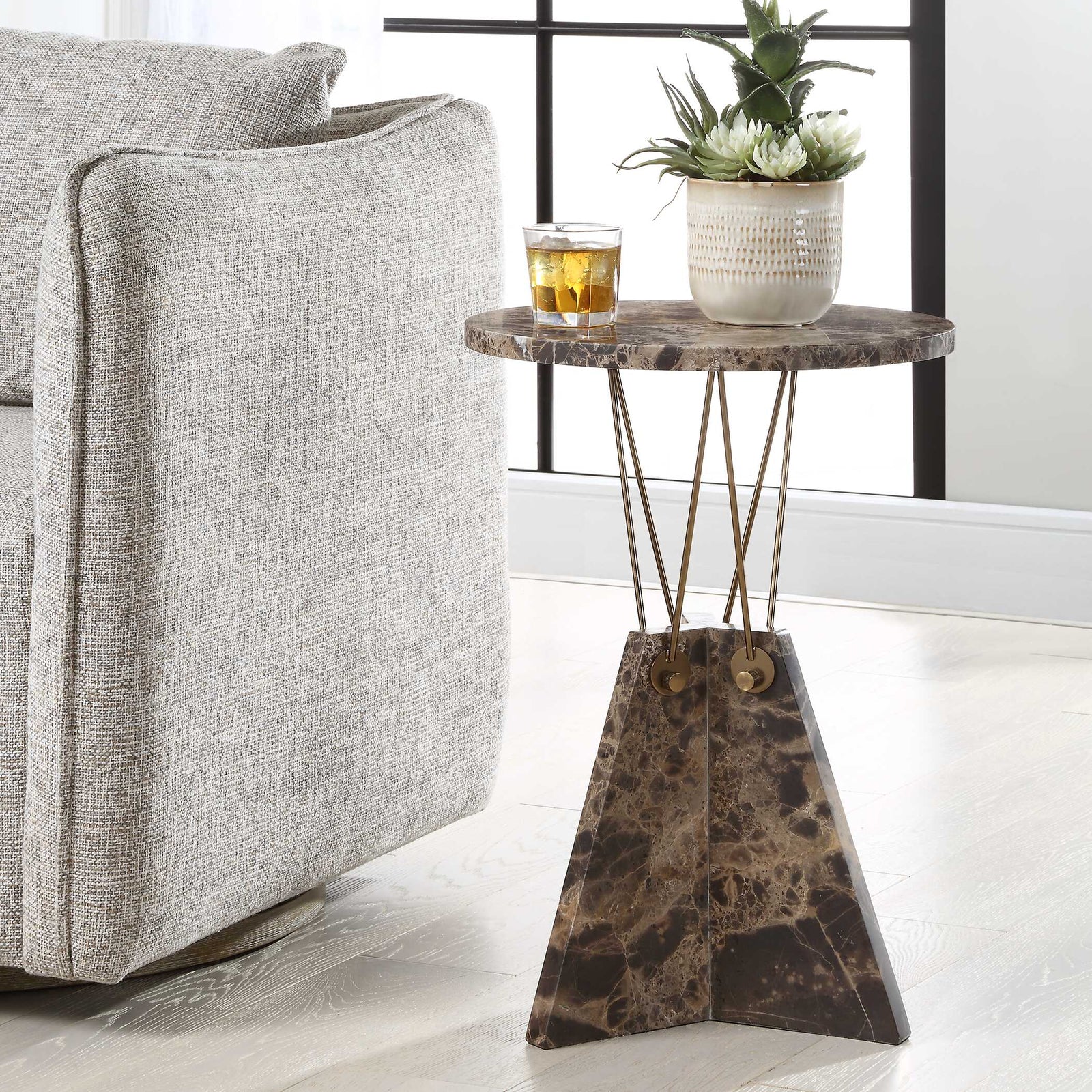 American Home Furniture Uttermost Levitate Marble Accent Table