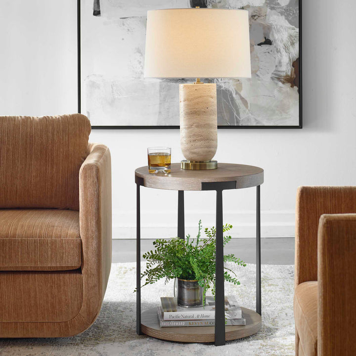 American Home Furniture Uttermost Palisade Natural Round Side Table