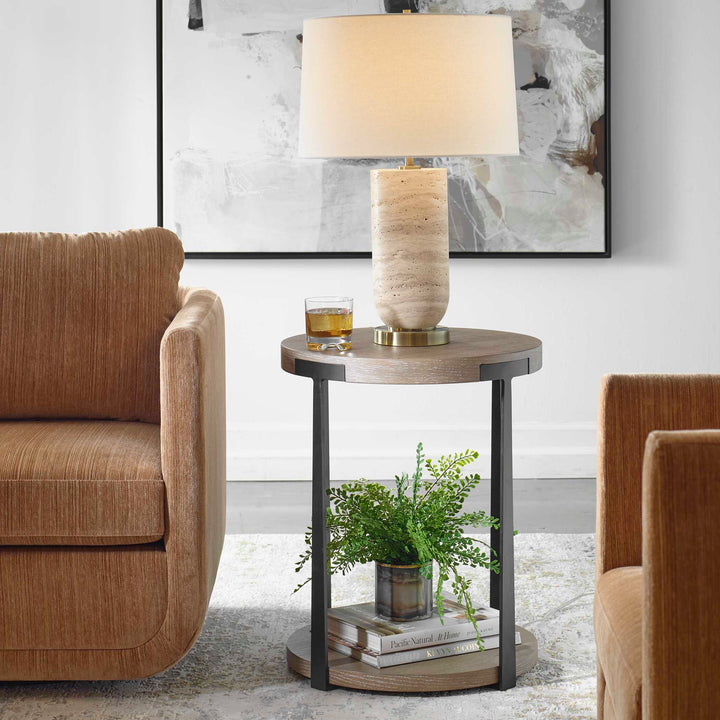 American Home Furniture Uttermost Palisade Natural Round Side Table