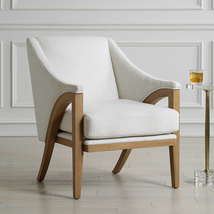 American Home Furniture Uttermost Evolve White Fabric Accent Chair