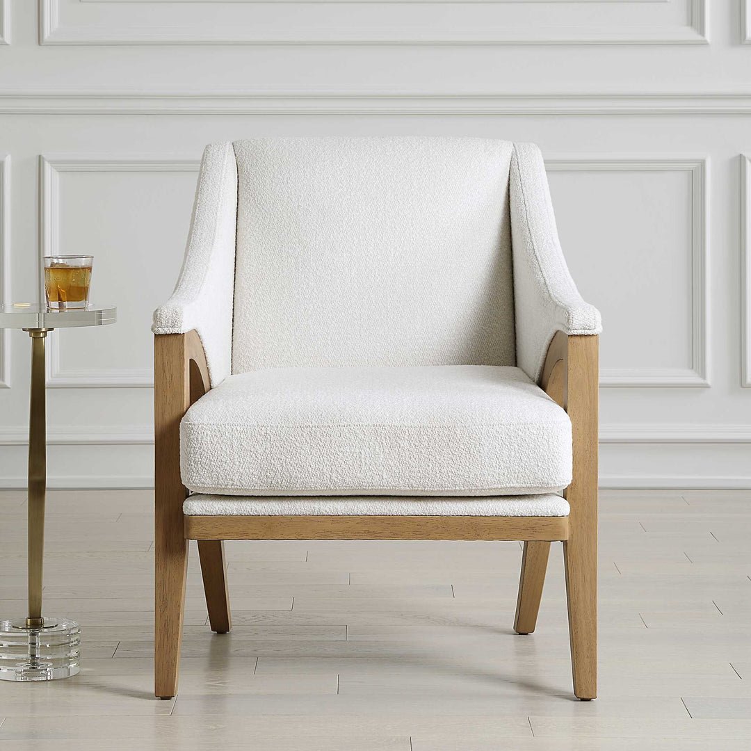 American Home Furniture Uttermost Evolve White Fabric Accent Chair