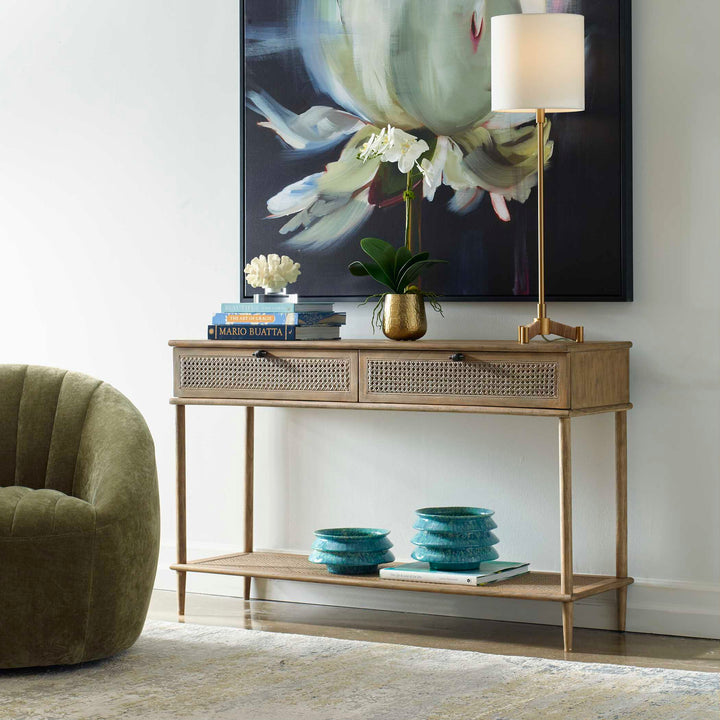 American Home Furniture Uttermost Coast Rattan Console Table