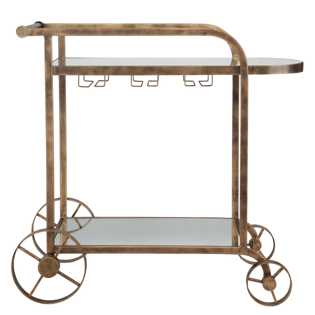 American Home Furniture Uttermost Carrinho Antique Brass Bar Cart