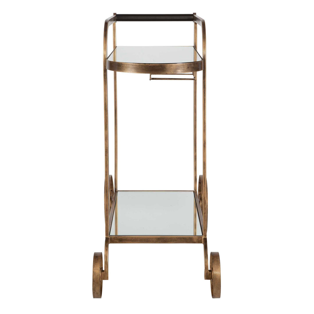 American Home Furniture Uttermost Carrinho Antique Brass Bar Cart