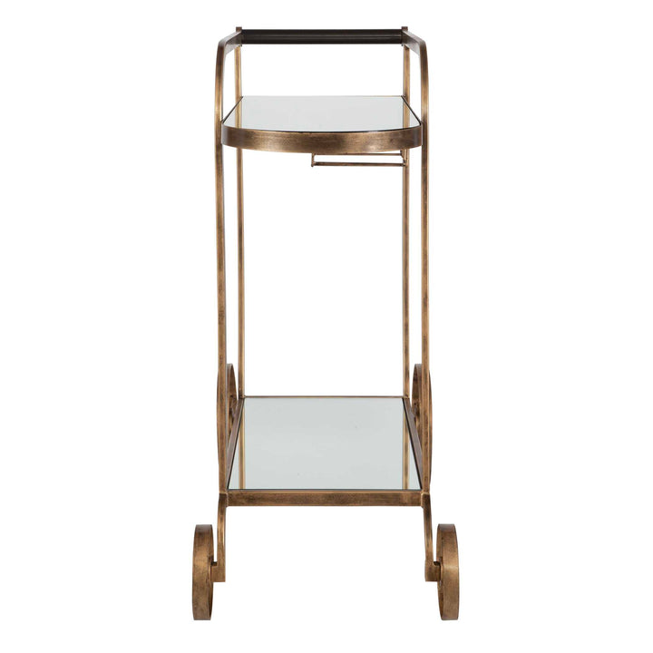 American Home Furniture Uttermost Carrinho Antique Brass Bar Cart